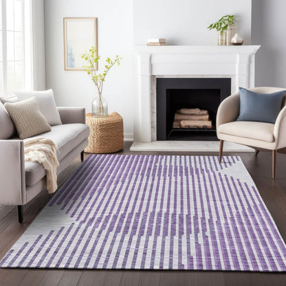 LOOMLAN Rugs Elowen Purple Washable Indoor-Outdoor Rug