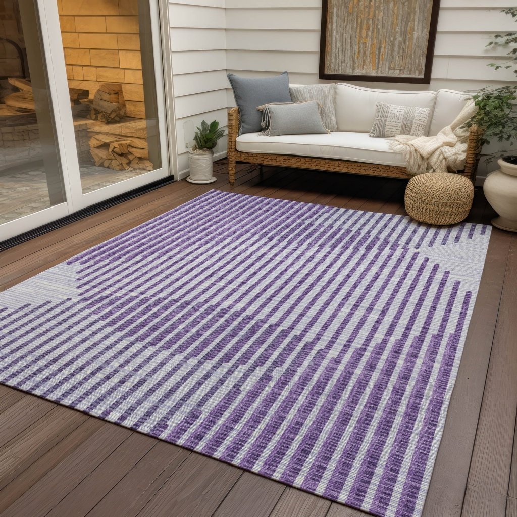 LOOMLAN Rugs Elowen Purple Washable Indoor-Outdoor Rug