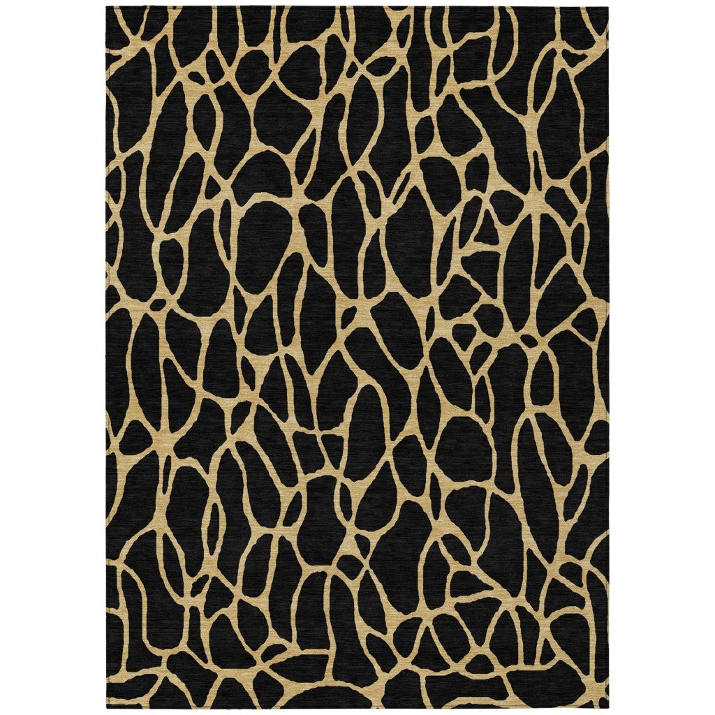 LOOMLAN Rugs Elowira Black Washable Indoor-Outdoor Rug
