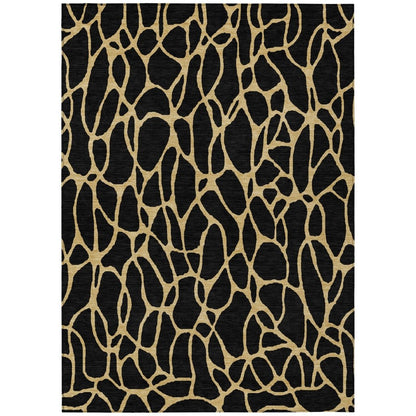 LOOMLAN Rugs Elowira Black Washable Indoor-Outdoor Rug