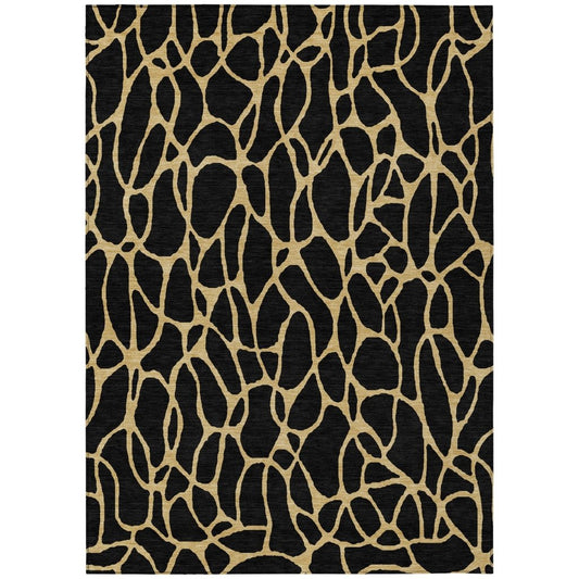 LOOMLAN Rugs Elowira Black Washable Indoor-Outdoor Rug