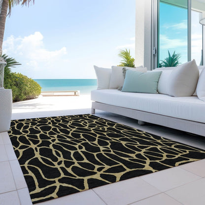 LOOMLAN Rugs Elowira Black Washable Indoor-Outdoor Rug