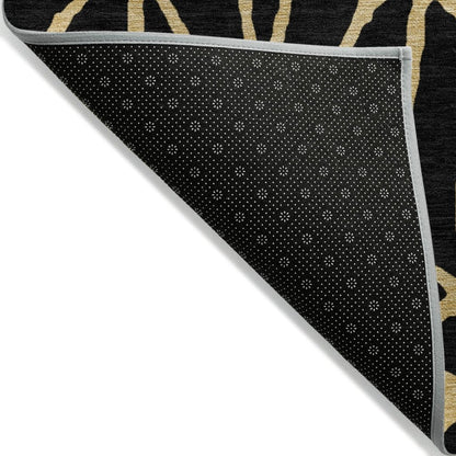 LOOMLAN Rugs Elowira Black Washable Indoor-Outdoor Rug