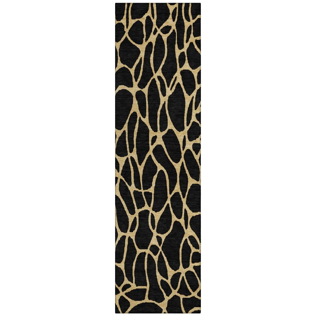 LOOMLAN Rugs Elowira Black Washable Indoor-Outdoor Rug