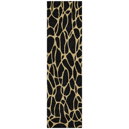 LOOMLAN Rugs Elowira Black Washable Indoor-Outdoor Rug