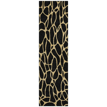 LOOMLAN Rugs Elowira Black Washable Indoor-Outdoor Rug