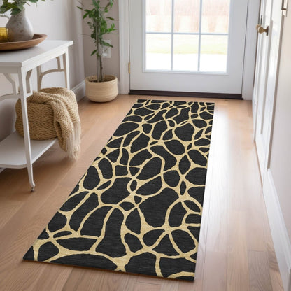 LOOMLAN Rugs Elowira Black Washable Indoor-Outdoor Rug