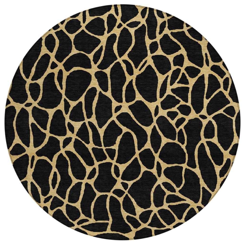 LOOMLAN Rugs Elowira Black Washable Indoor-Outdoor Rug