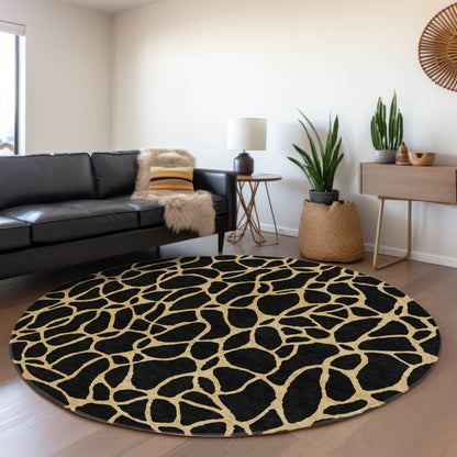 LOOMLAN Rugs Elowira Black Washable Indoor-Outdoor Rug