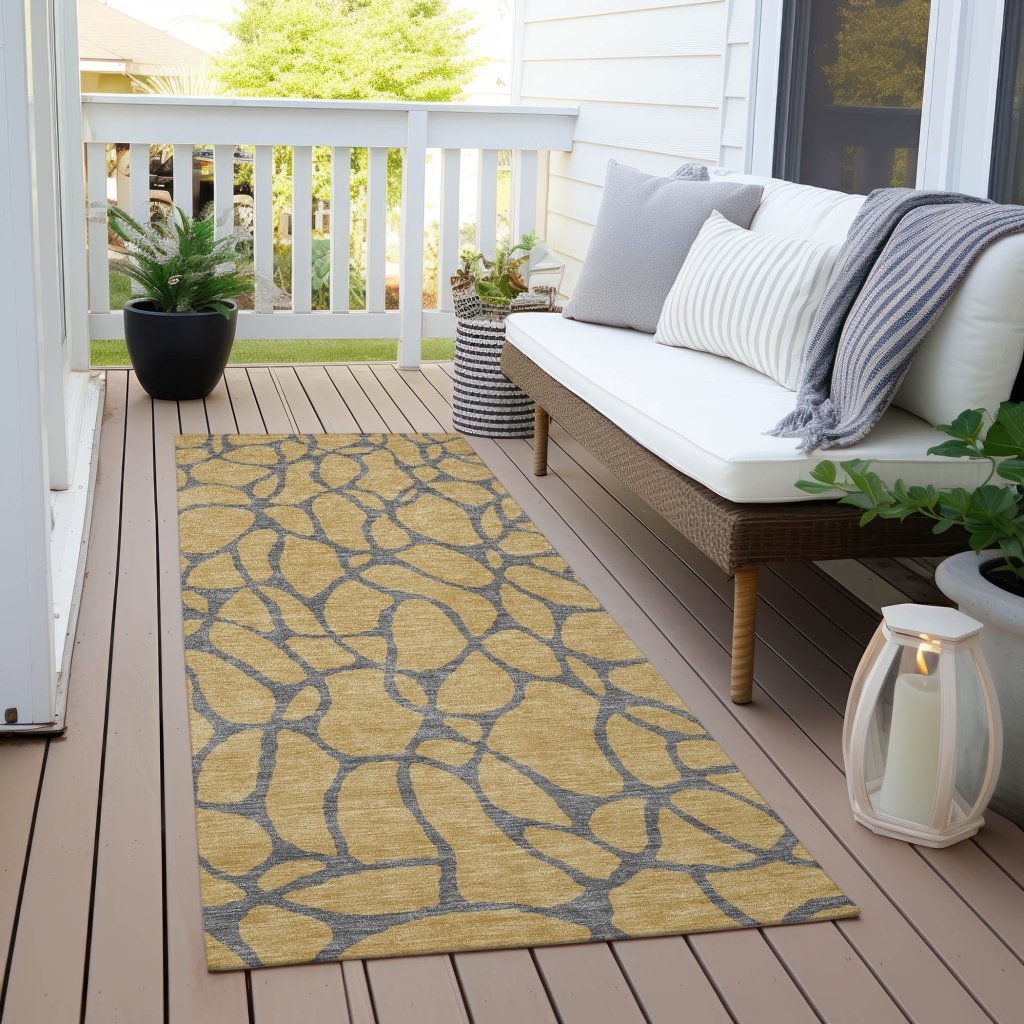 LOOMLAN Rugs Elowira Gold Washable Indoor-Outdoor Rug