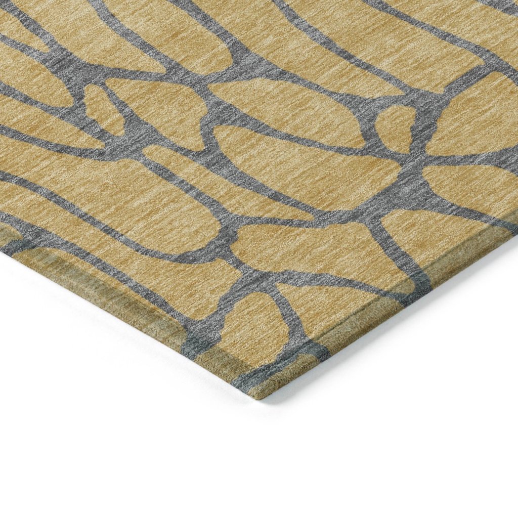 LOOMLAN Rugs Elowira Gold Washable Indoor-Outdoor Rug