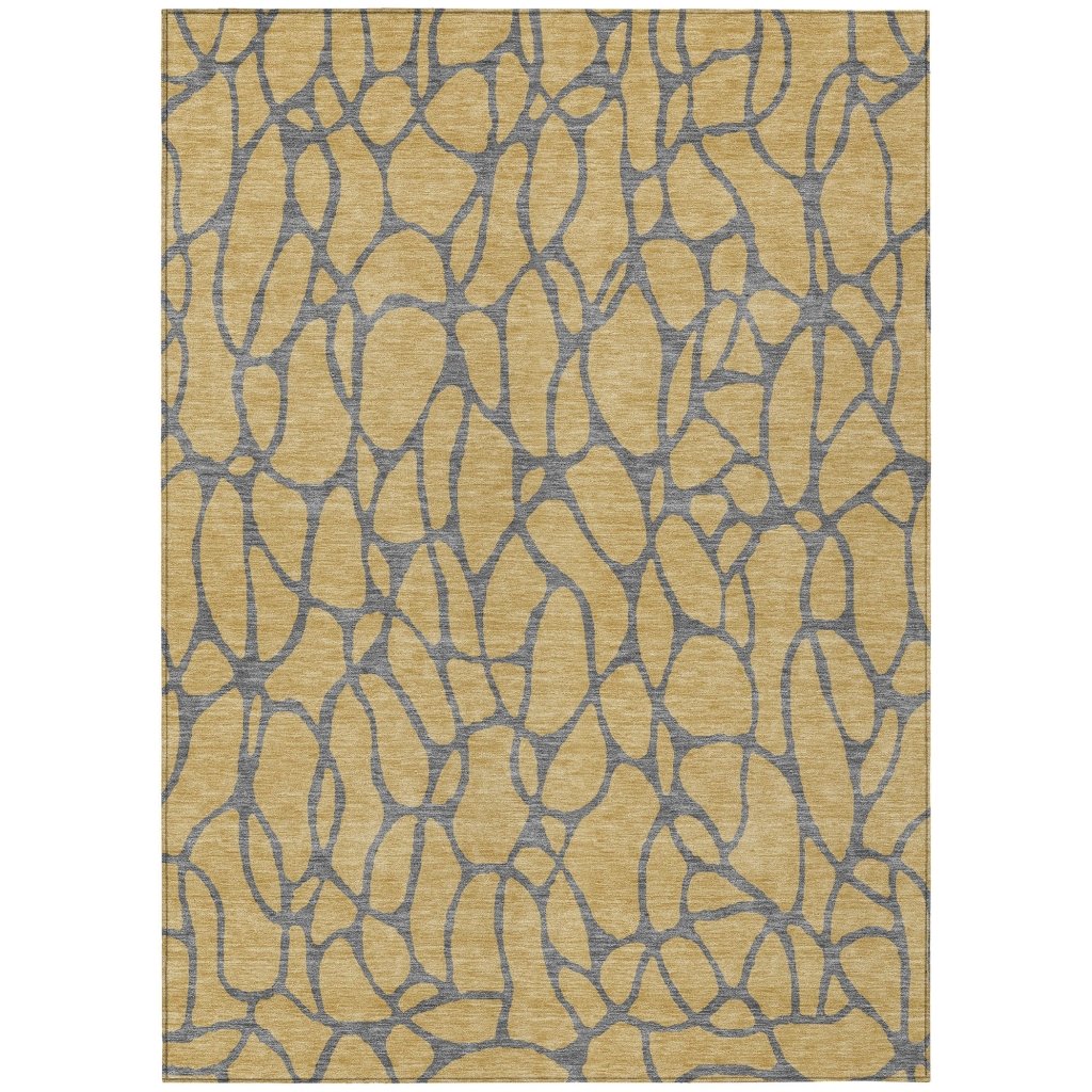 LOOMLAN Rugs Elowira Gold Washable Indoor-Outdoor Rug