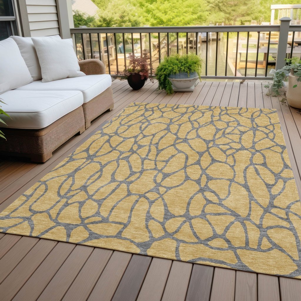 LOOMLAN Rugs Elowira Gold Washable Indoor-Outdoor Rug