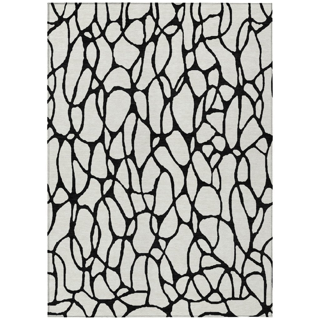 LOOMLAN Rugs Elowira Ivory Washable Indoor-Outdoor Rug
