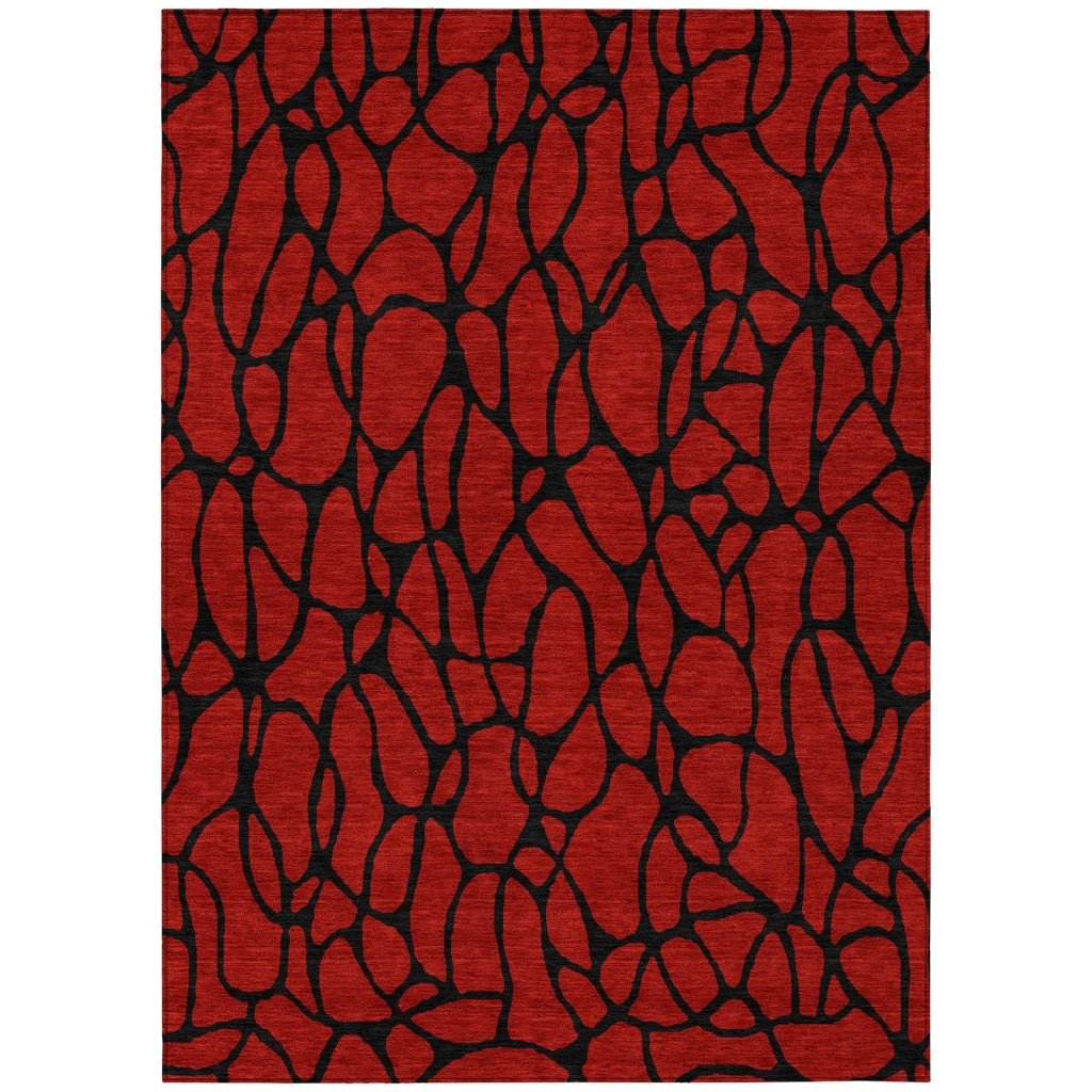 LOOMLAN Rugs Elowira Red Washable Indoor-Outdoor Rug