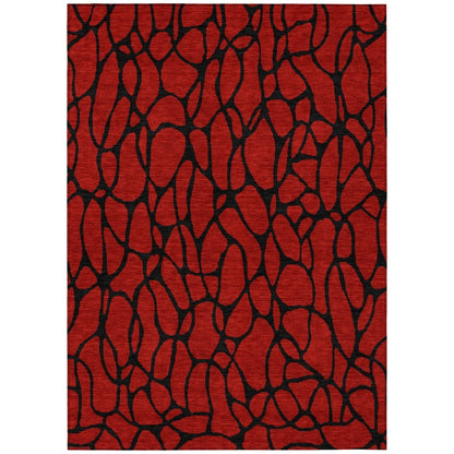 LOOMLAN Rugs Elowira Red Washable Indoor-Outdoor Rug