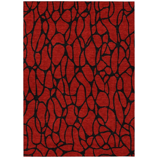 LOOMLAN Rugs Elowira Red Washable Indoor-Outdoor Rug