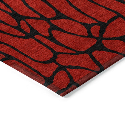 LOOMLAN Rugs Elowira Red Washable Indoor-Outdoor Rug