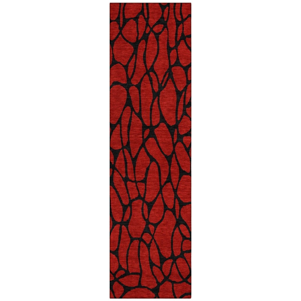 LOOMLAN Rugs Elowira Red Washable Indoor-Outdoor Rug
