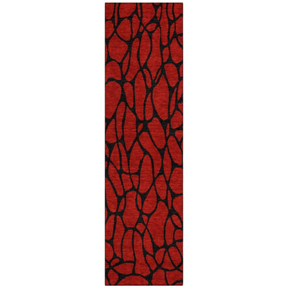 LOOMLAN Rugs Elowira Red Washable Indoor-Outdoor Rug
