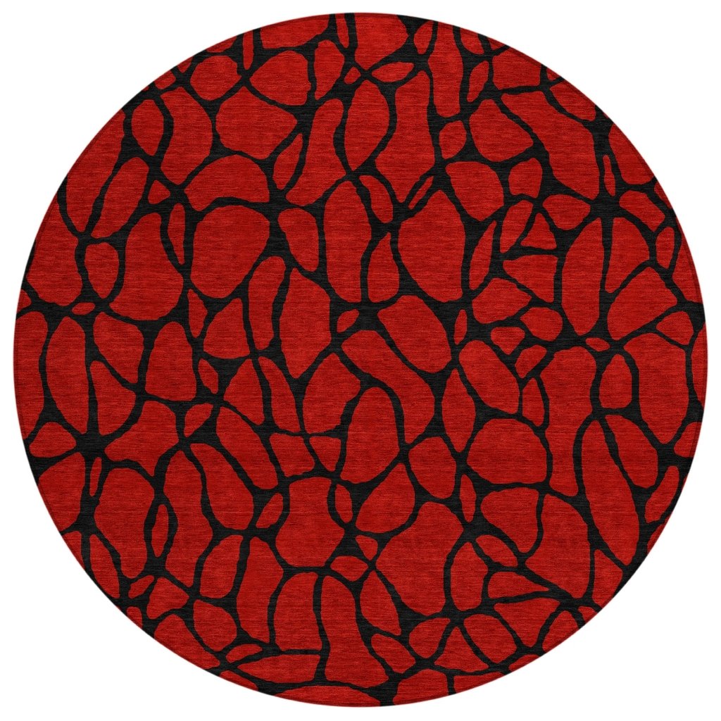LOOMLAN Rugs Elowira Red Washable Indoor-Outdoor Rug
