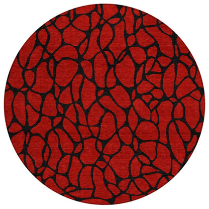 LOOMLAN Rugs Elowira Red Washable Indoor-Outdoor Rug