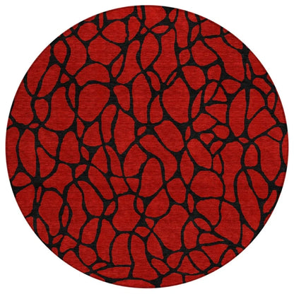 LOOMLAN Rugs Elowira Red Washable Indoor-Outdoor Rug