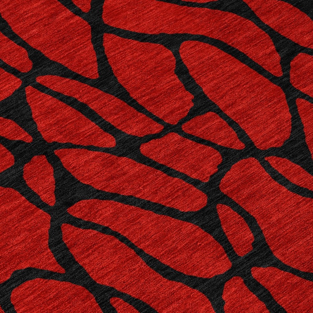 LOOMLAN Rugs Elowira Red Washable Indoor-Outdoor Rug