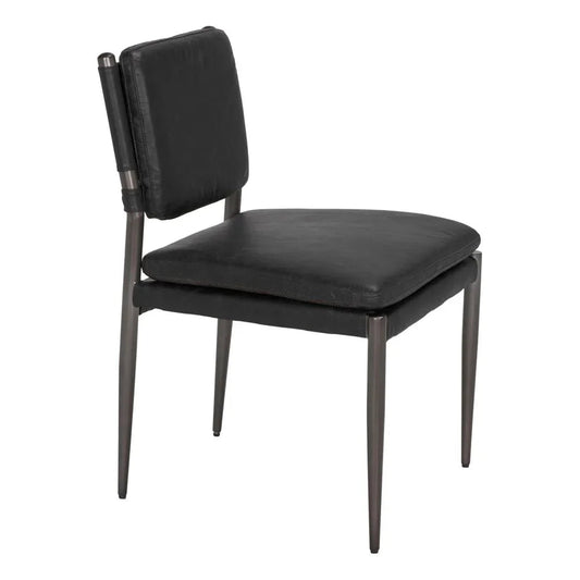 Noir Elvis Top-Grain Leather Dining Chair