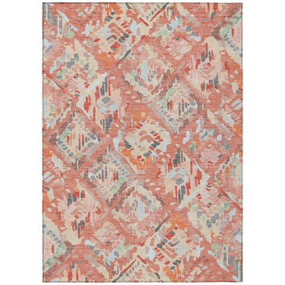 LOOMLAN Rugs Elyndra Orange Washable Indoor-Outdoor Rug