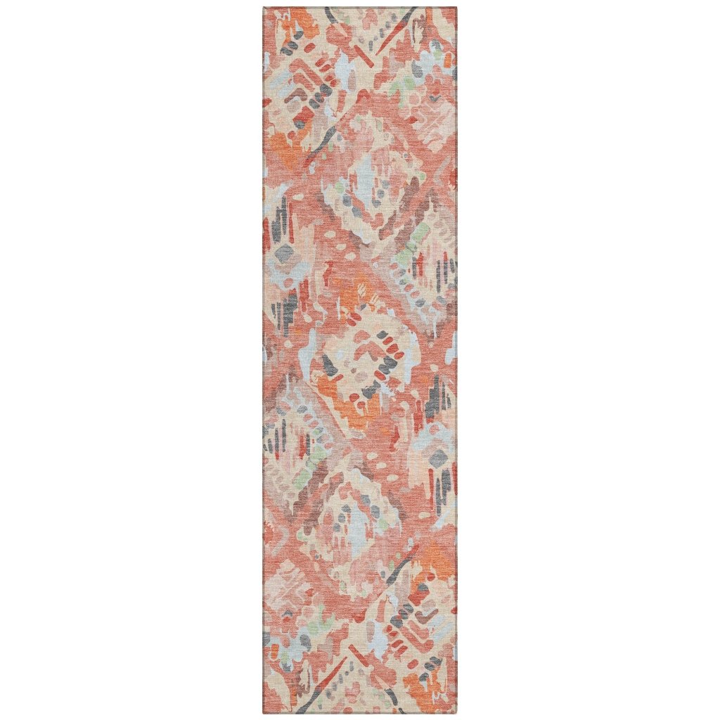LOOMLAN Rugs Elyndra Orange Washable Indoor-Outdoor Rug