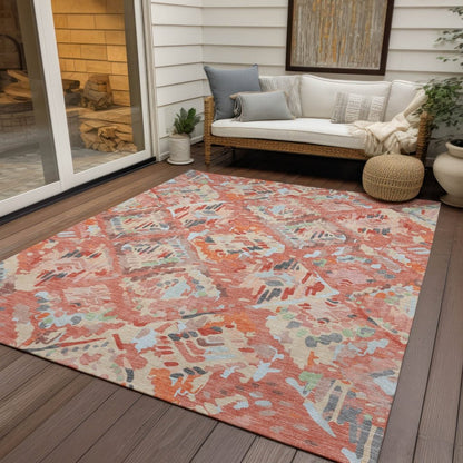 LOOMLAN Rugs Elyndra Orange Washable Indoor-Outdoor Rug