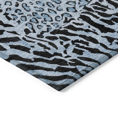 LOOMLAN Rugs Elyvia Blue Washable Indoor-Outdoor Rug