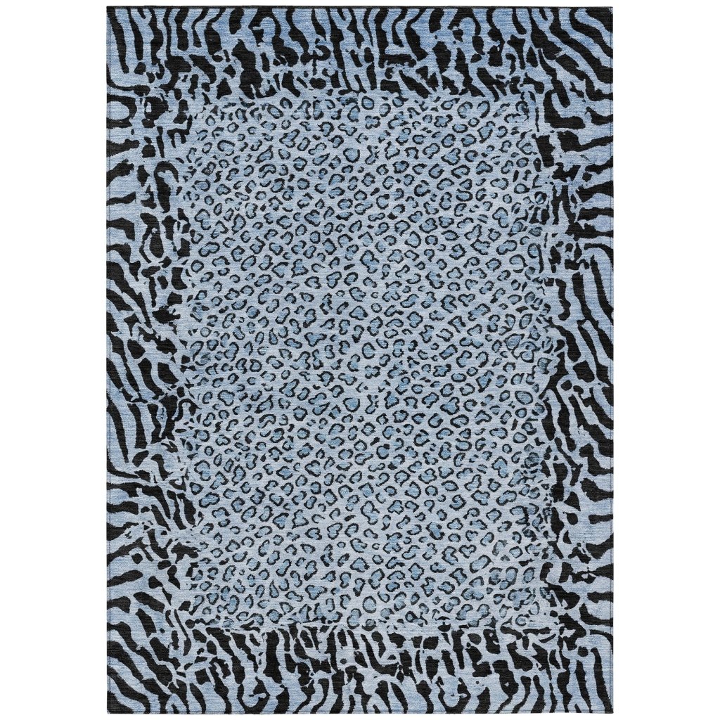 LOOMLAN Rugs Elyvia Blue Washable Indoor-Outdoor Rug
