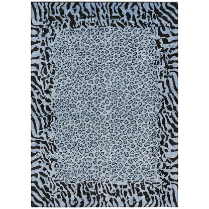 LOOMLAN Rugs Elyvia Blue Washable Indoor-Outdoor Rug