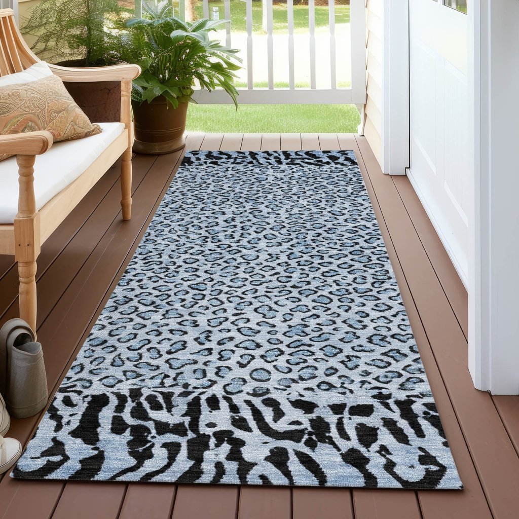 LOOMLAN Rugs Elyvia Blue Washable Indoor-Outdoor Rug