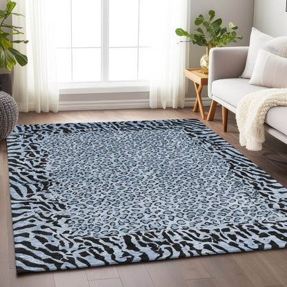 LOOMLAN Rugs Elyvia Blue Washable Indoor-Outdoor Rug