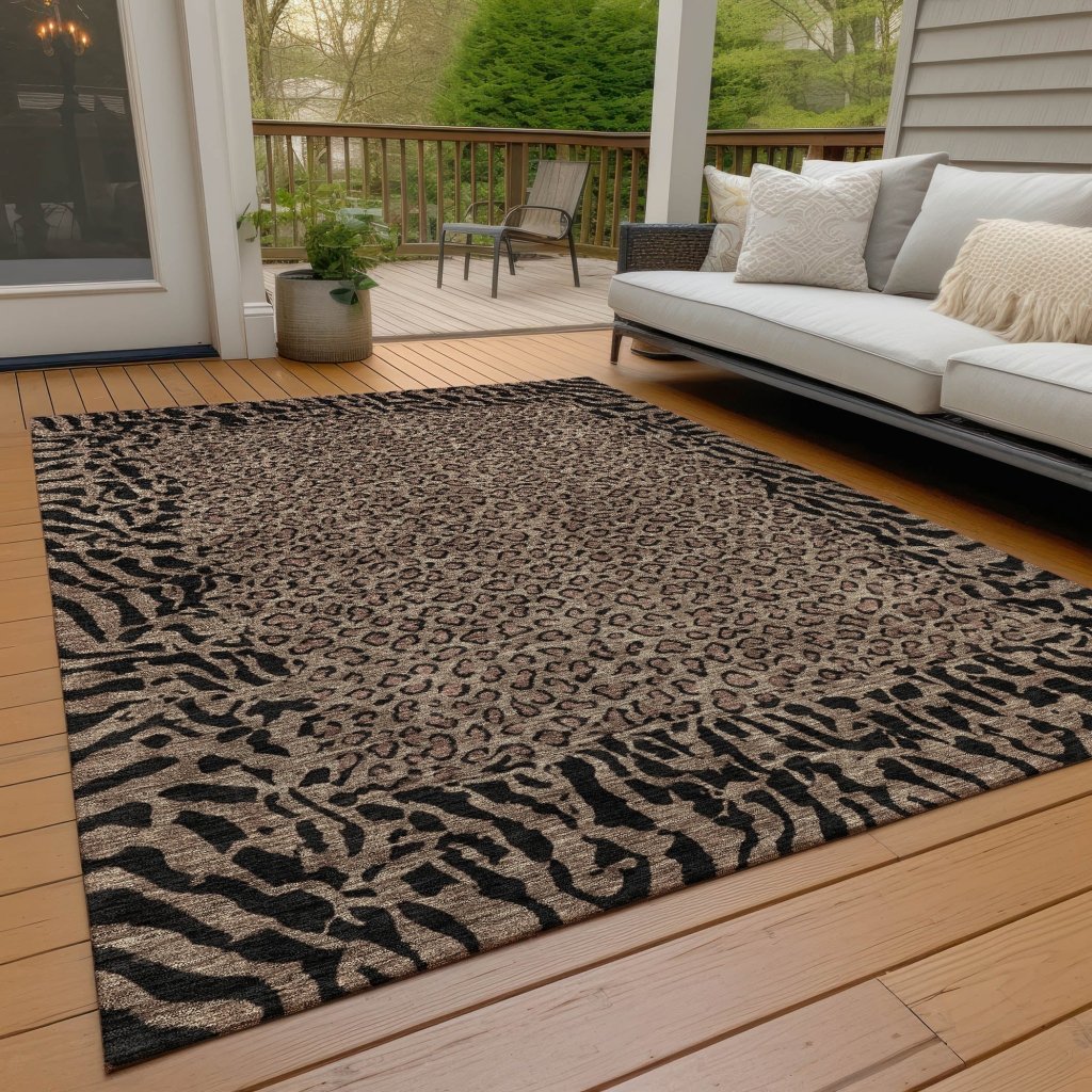 LOOMLAN Rugs Elyvia Brown Washable Indoor-Outdoor Rug