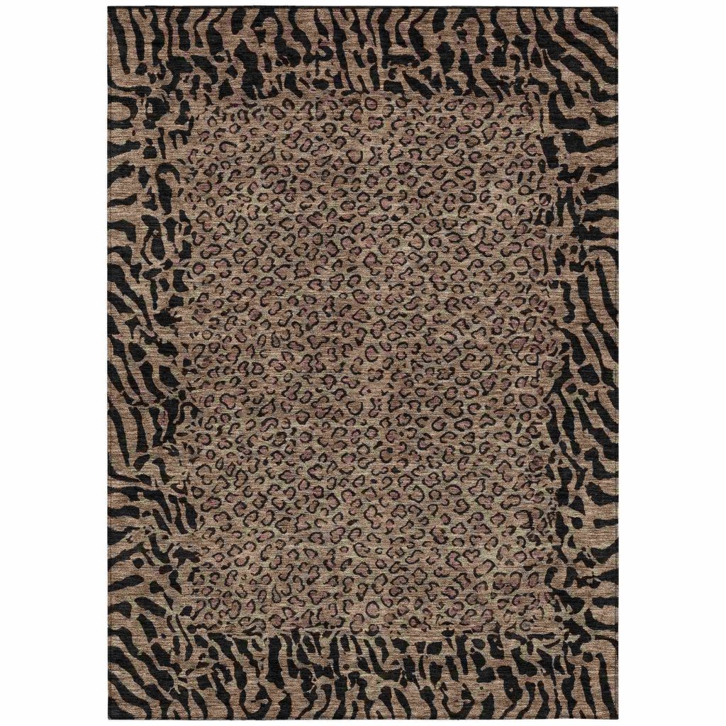 LOOMLAN Rugs Elyvia Brown Washable Indoor-Outdoor Rug