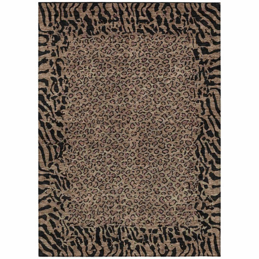 LOOMLAN Rugs Elyvia Brown Washable Indoor-Outdoor Rug