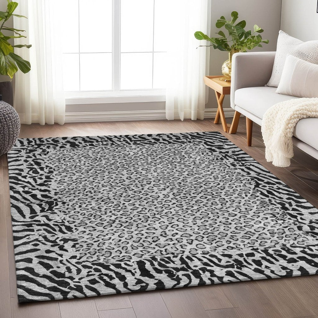 LOOMLAN Rugs Elyvia Gray Washable Indoor-Outdoor Rug