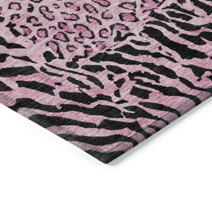 LOOMLAN Rugs Elyvia Pink Washable Indoor-Outdoor Rug