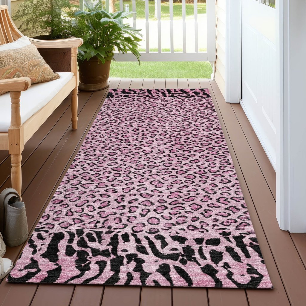 LOOMLAN Rugs Elyvia Pink Washable Indoor-Outdoor Rug