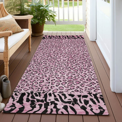 LOOMLAN Rugs Elyvia Pink Washable Indoor-Outdoor Rug
