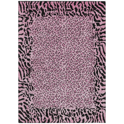 LOOMLAN Rugs Elyvia Pink Washable Indoor-Outdoor Rug