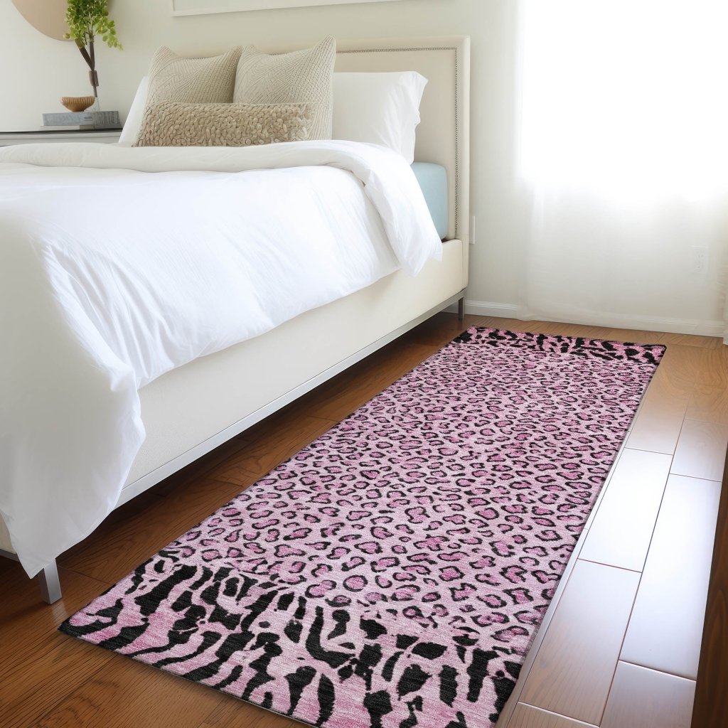 LOOMLAN Rugs Elyvia Pink Washable Indoor-Outdoor Rug