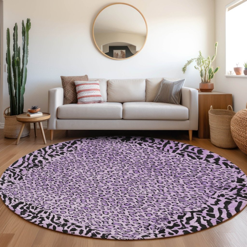 LOOMLAN Rugs Elyvia Purple Washable Indoor-Outdoor Rug