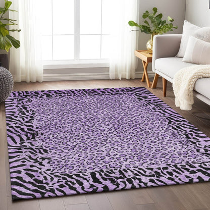 LOOMLAN Rugs Elyvia Purple Washable Indoor-Outdoor Rug