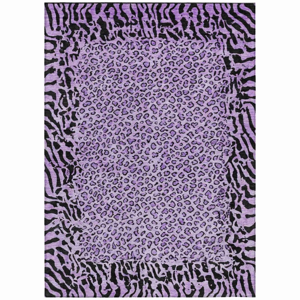 LOOMLAN Rugs Elyvia Purple Washable Indoor-Outdoor Rug