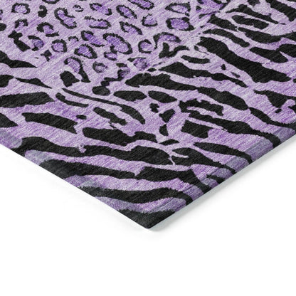 LOOMLAN Rugs Elyvia Purple Washable Indoor-Outdoor Rug